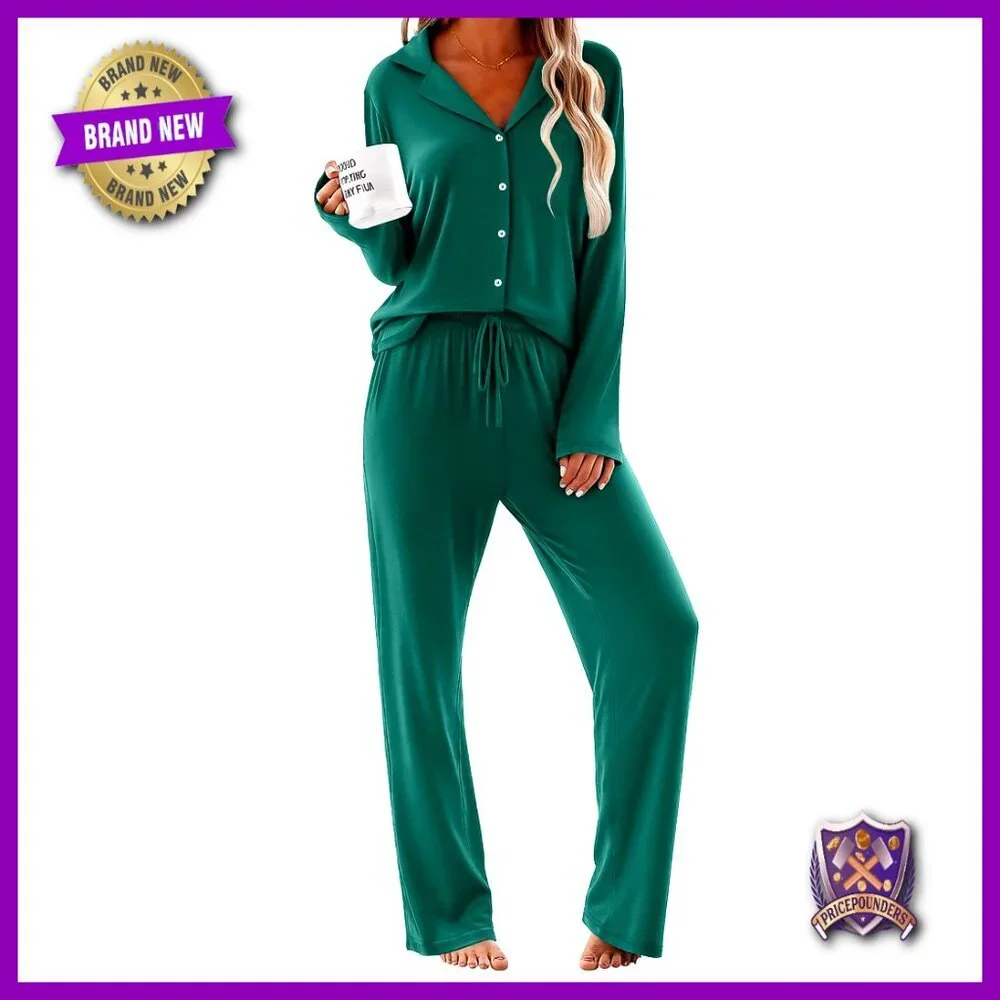 Women's Long Sleeve Pajama Set Button Down Soft 2 Piece Lounge Wear